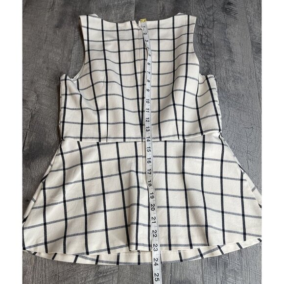Banana Republic Blouse Womens 4 Beige Check Sleeveless Lined Zip Back Career Top - Picture 9 of 10